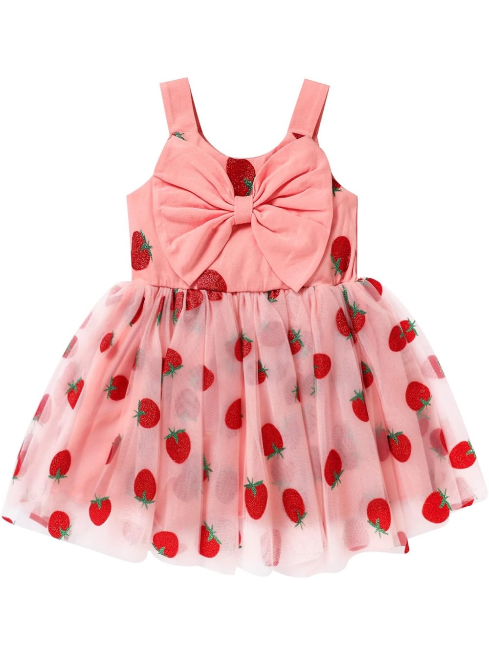 Pink Strawberry Bow Tulle Dress 🍓